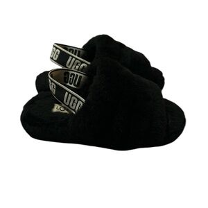 UGG Black Fluffy Slippers